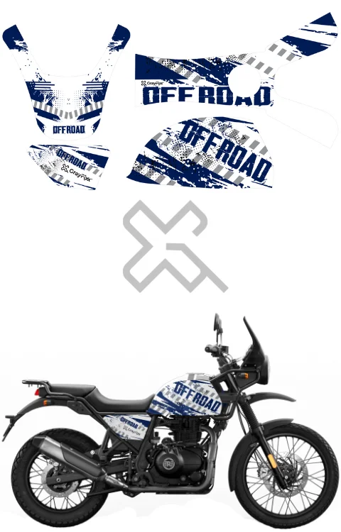 Off Road Edition Full Body Sticker Compatible with Himalayan 411 | Made In Premium Gloss Vinyl With FPF(Fade Protection Film), Water Proof, Precut Sticker, Pack Of 1 Compatible with Both Side
